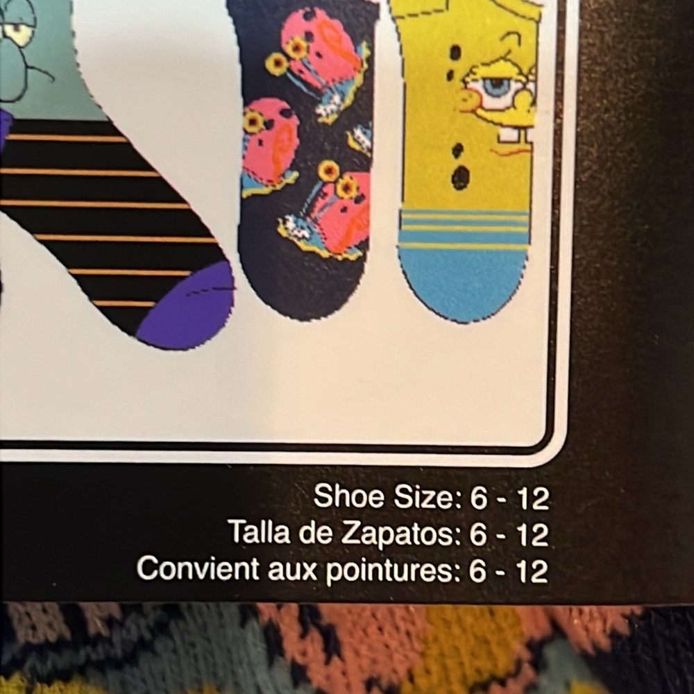 NEW 6 Pack SpongeBob SquarePants Socks 6-12 - Picture 4 of 8